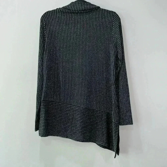 Belldini Black and Silver Metallic Cow Neck Top - Size M - Picture 7 of 10